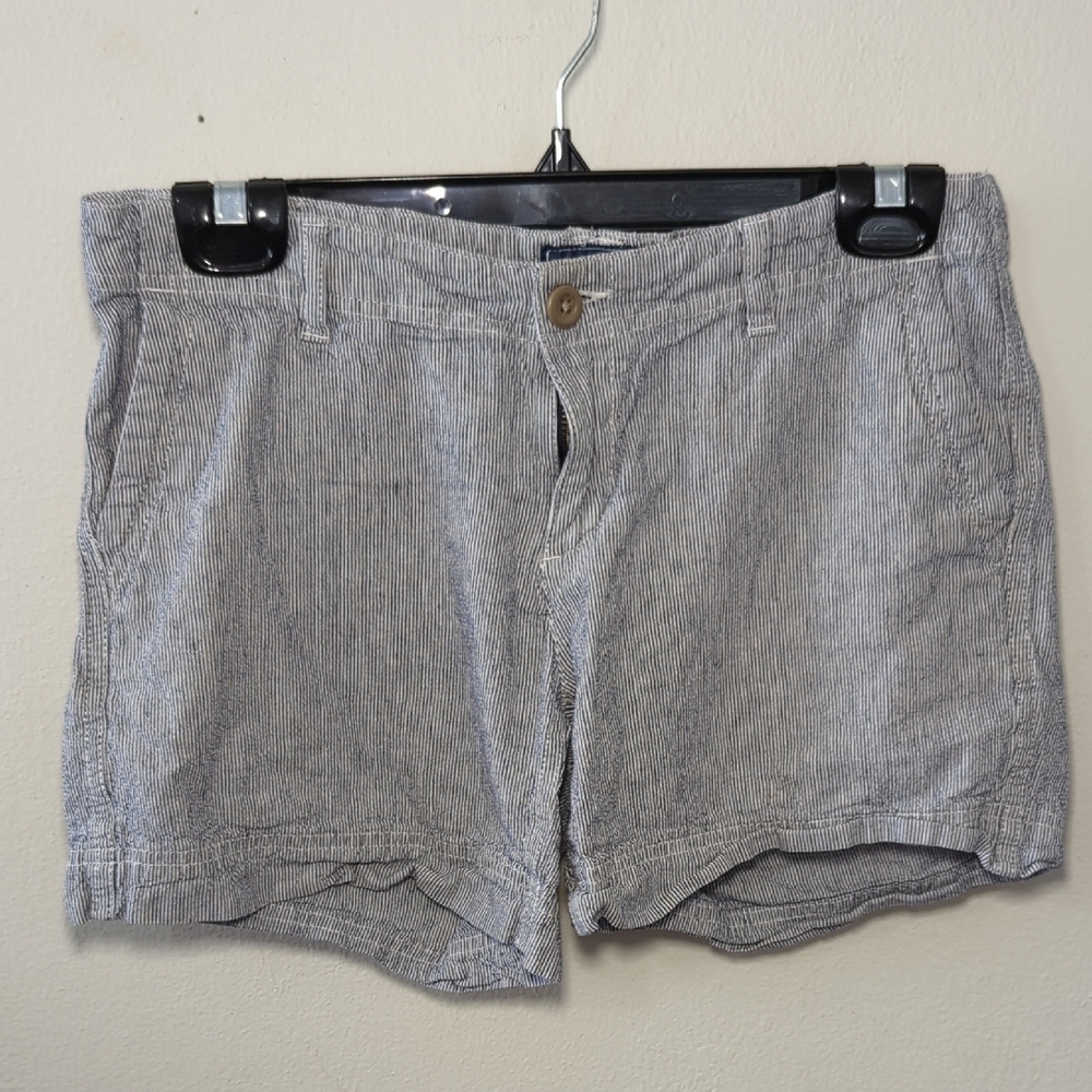 The North Face Linen-Blend Shorts Blue + White Striped Gorp Women's Size 4 Long